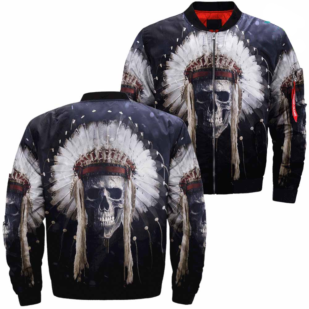 Skull Native American Bomber Jacket JKNATIVE-0096 - N2T Clothes Store